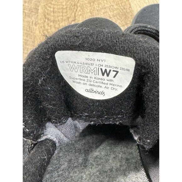 Allbirds Wool Runner Shoes Women’s 7 Black Merino Lace Up Comfort 1020 NV1 - Picture 7 of 8